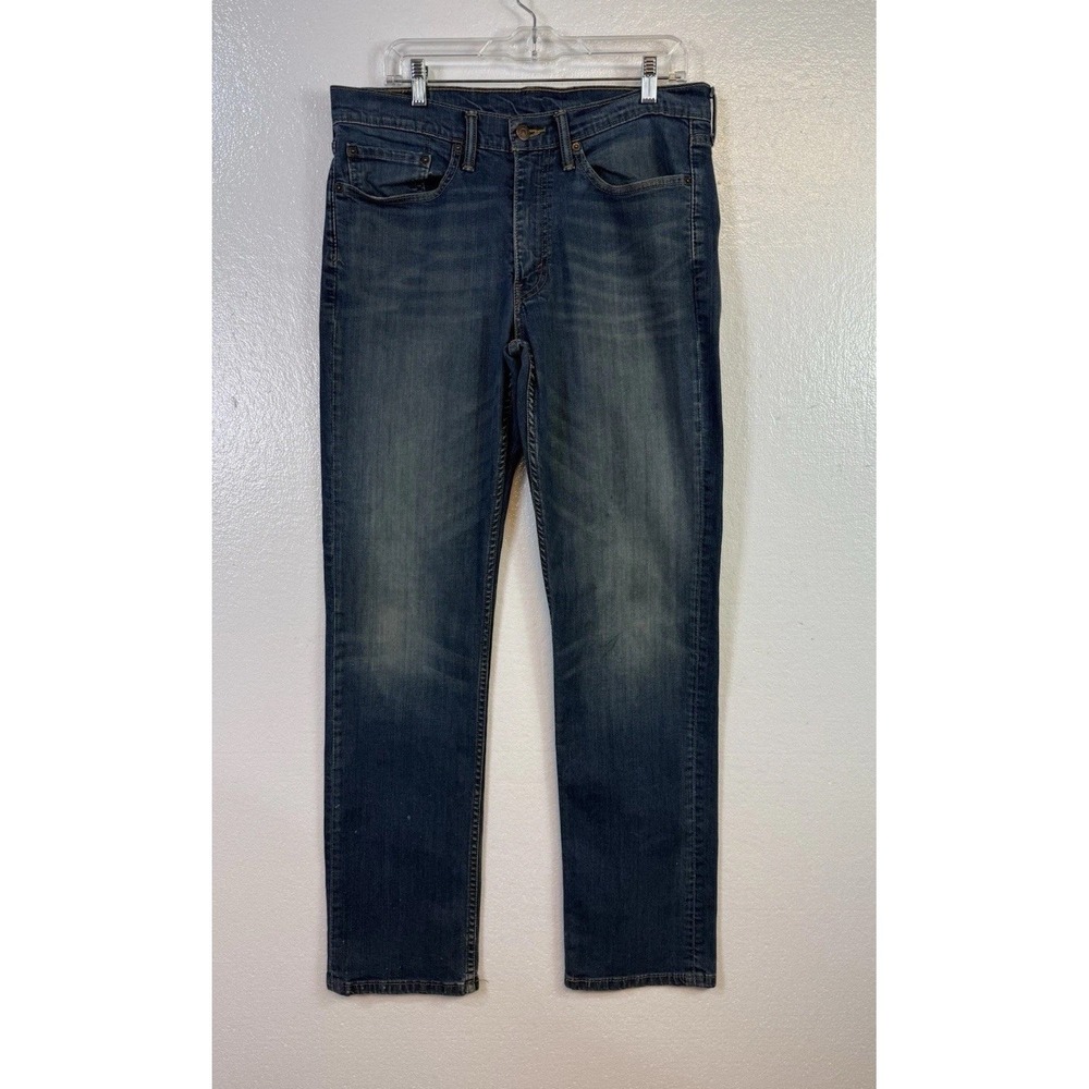 Levi's 514 Jeans Men's 34x34 Straight Blue Denim Medium Wash Distressed‎ Stretch